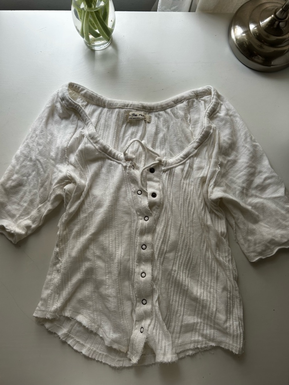 Free People We The Free White Ribbed Women's Top